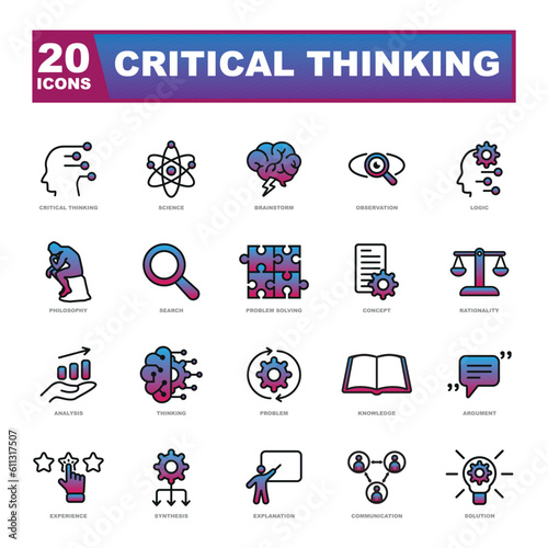 Critical thinking Vector Illustration concept. Simple line critical thinking icon for templates, web design and infographics