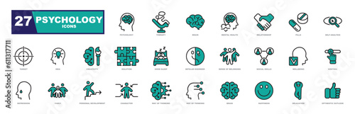 Psychology and mental health icon collection. Perfect icons for a website.