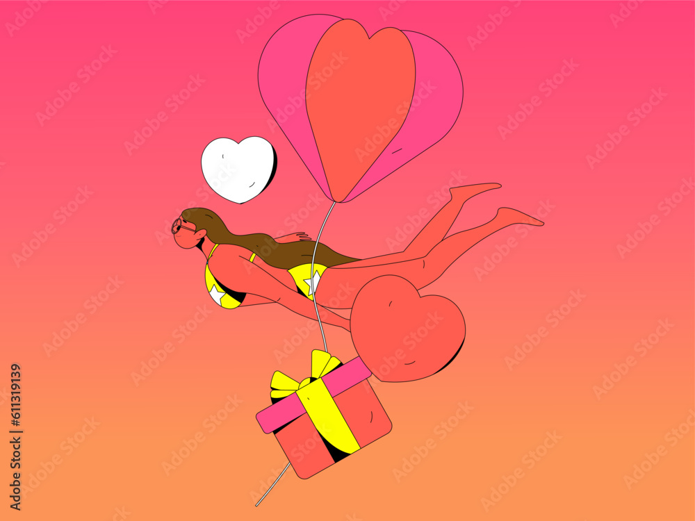 Happy Valentine's Day flat character vector concept operation hand drawn illustration
