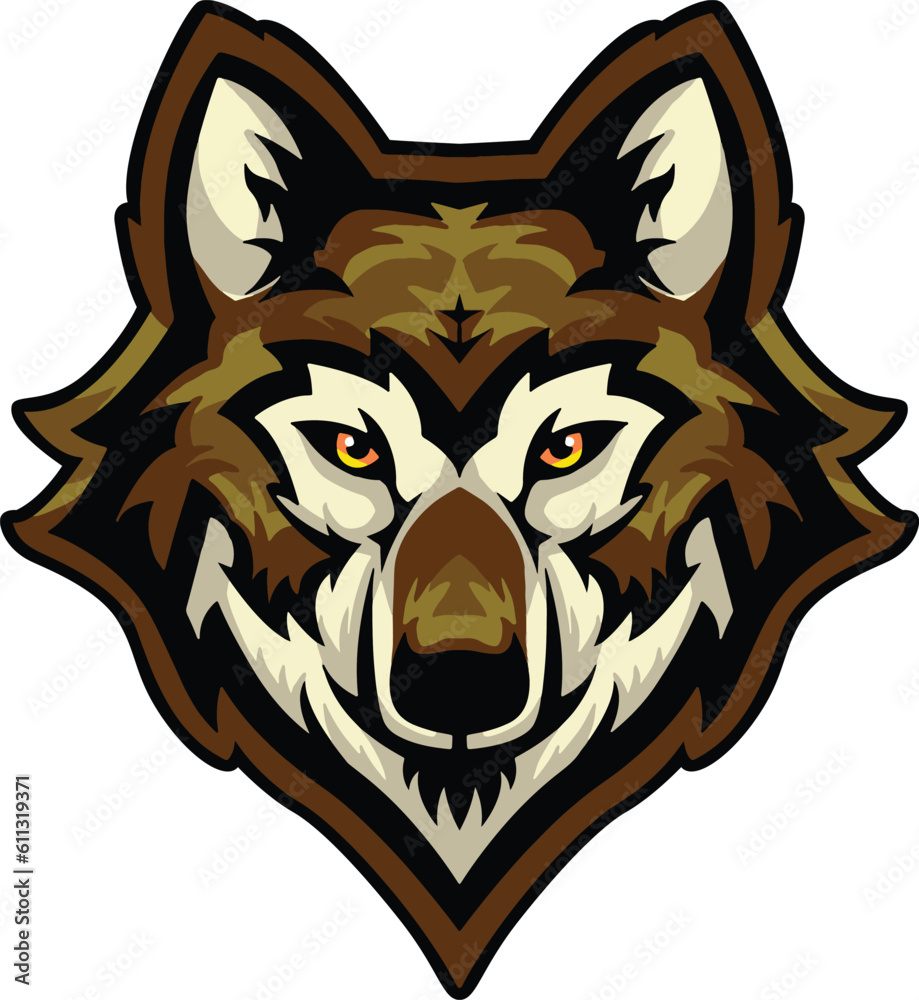 Fototapeta premium Wolf Face Illustration. Wild. Face. Vector