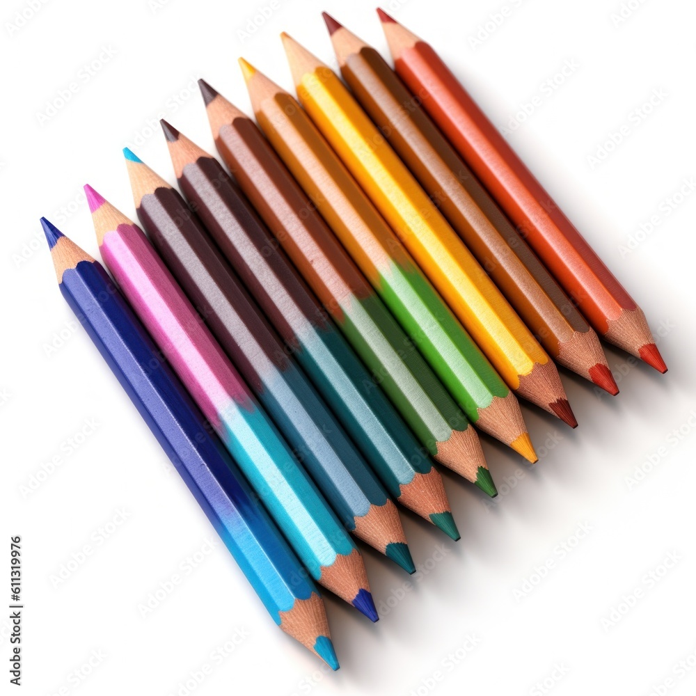 Colorful pencils isolated. Illustration AI Generative.