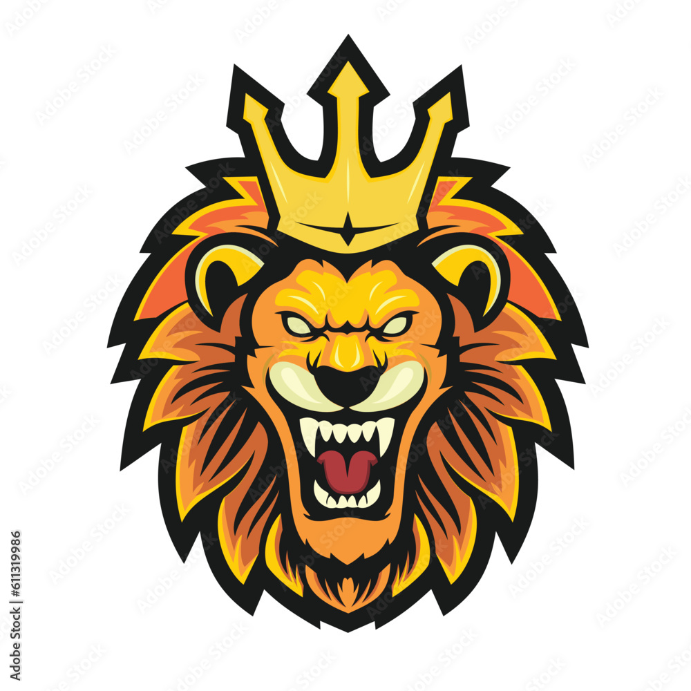 lion head mascot vector art illustration cartoon design