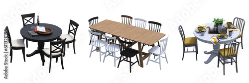 diner table isolated on transparent background  3D illustration  cg render