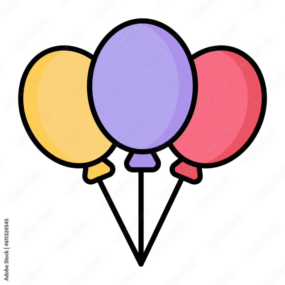Balloons Line Color Icon Balloons Line Color Icon