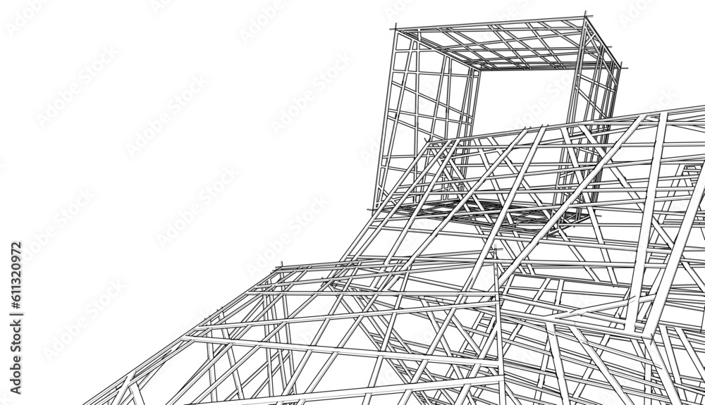 Fototapeta premium Modern building 3d. Architectural background