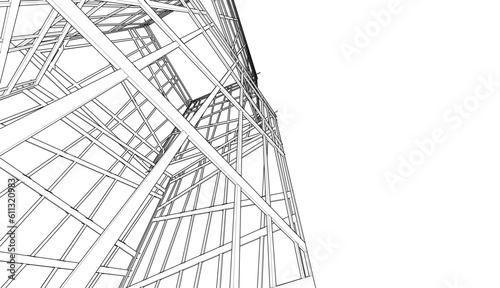 Modern building 3d. Architectural background