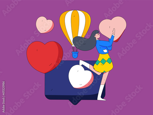 Happy Valentine's Day flat character vector concept operation hand drawn illustration  © Lyn Lee