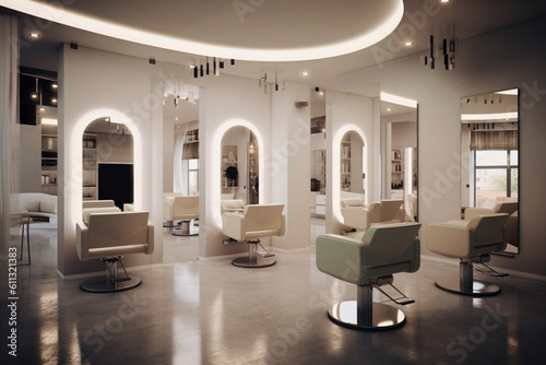 Modern hairdresser salon interior. Image ai generate. Generative AI