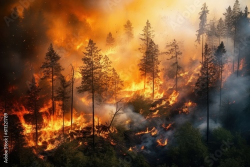 hot fire in the forest ecological problems generative ai