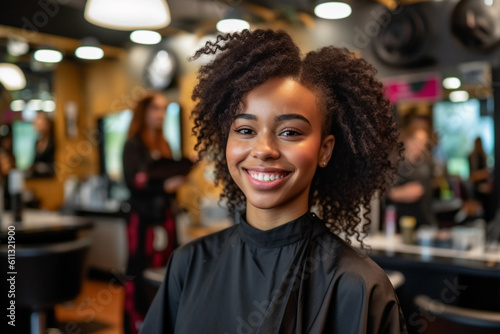 Positive young black hairdresser enjoying. Image ai generate. Generative AI