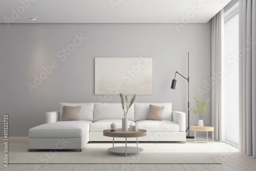 interior background living house decoration style grey sofa stylish lifestyle comfortable. Generative AI.