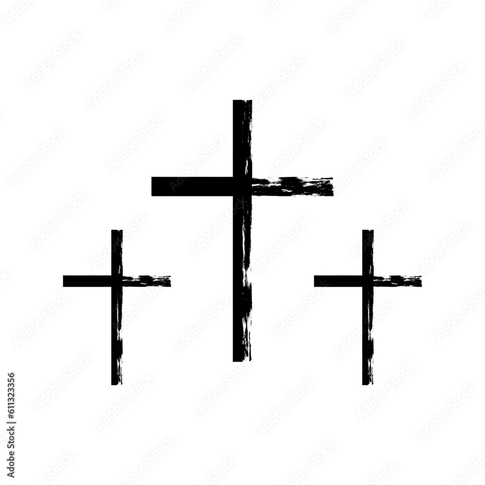 Black three line grunge cross christian crucifix religion icon vector design Black three line grunge cross christian crucifix religion icon vector design