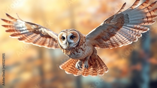 Owl on background. Cute cartoon character. 3d rendering. Generative AI