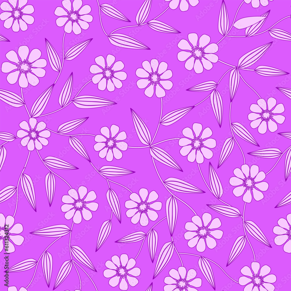 purple floral print. vintage flowers seamless pattern. floral pattern. good for fabric, wallpaper, Korean summer  dress, kimono, pajama, textile, fashion design. background.