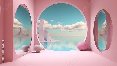 virtual reality 3d backgroundsky. Generative AI. photo