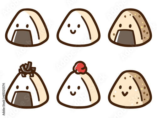 色々なおにぎりのキャラクターのデフォルメイラストセット