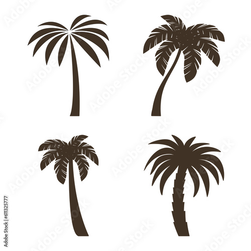 A set of silhouettes of pam trees.