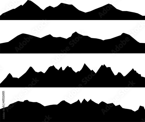 Set of mountains silhouettes.