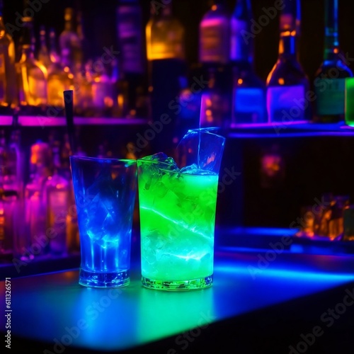 Vodka Bar Gläßer neon