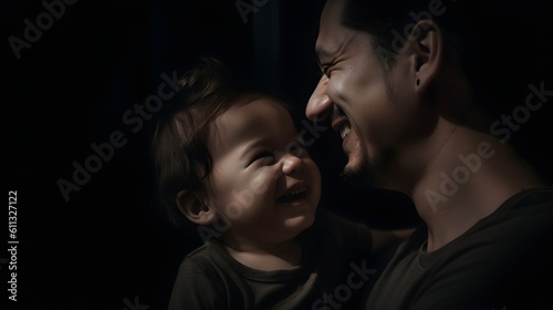 Fictional Persons. Life's little moments, candid image of a father and child embracing everyday joys