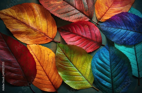 A lot of colorful leaves in the style of naturalistic tones. Generative AI
