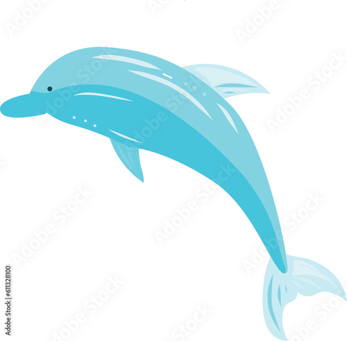 Illustration of a cheerful dolphin. Element for print, postcard and poster, vector illustration 