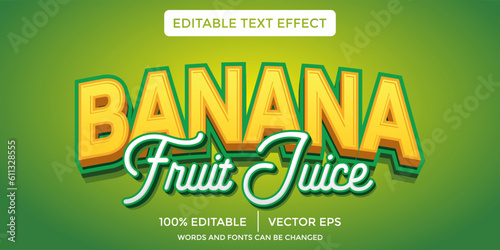 banana fruit juice 3D text effect template