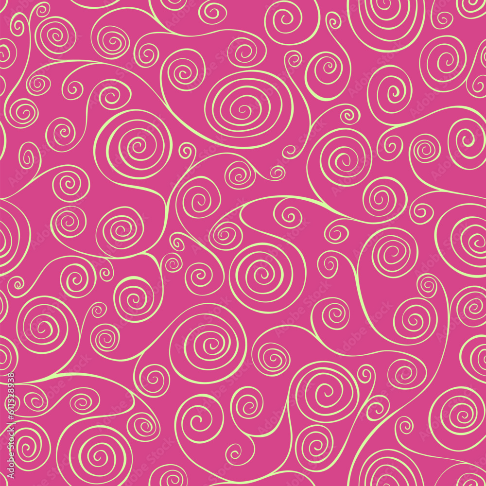 Seamless vector pattern. Magenta abstract spirals motive. Seamless vector pattern. Magenta abstract spirals motive.