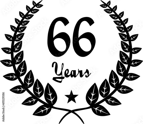 66 Years Anniversary stilyzed Laurel, black and white