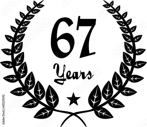 67 Years Anniversary stilyzed Laurel, black and white