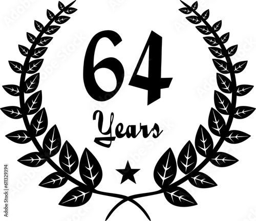 64 Years Anniversary stilyzed Laurel, black and white