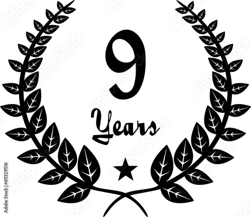 9 Years Anniversary stilyzed Laurel, black and white