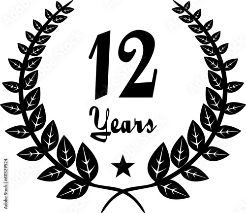 12 Years Anniversary stilyzed Laurel, black and white