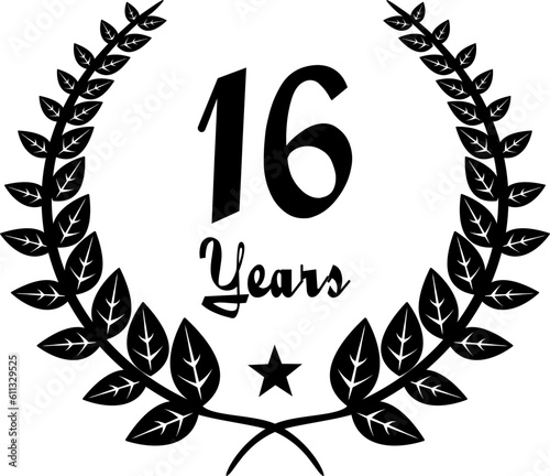16 Years Anniversary stilyzed Laurel, black and white