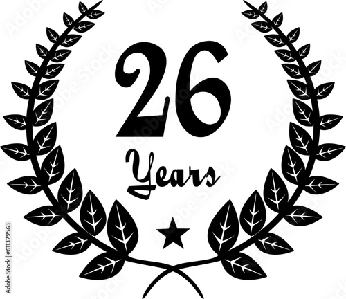 26 Years Anniversary stilyzed Laurel, black and white