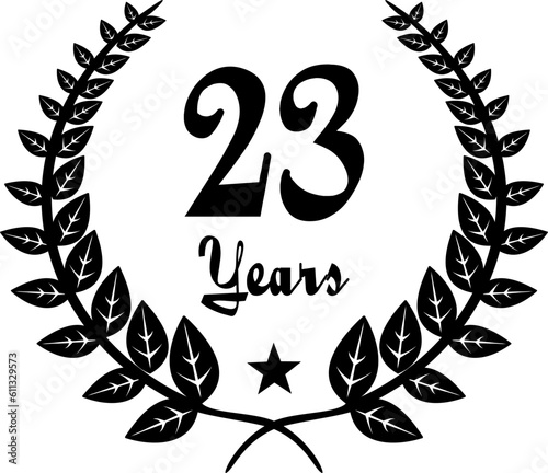23 Years Anniversary stilyzed Laurel, black and white
