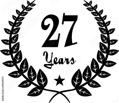 27 Years Anniversary stilyzed Laurel, black and white