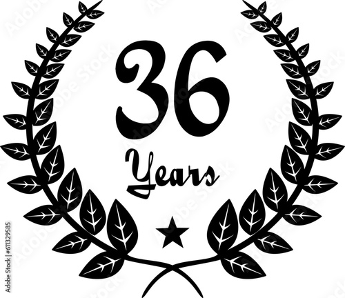 36 Years Anniversary stilyzed Laurel, black and white