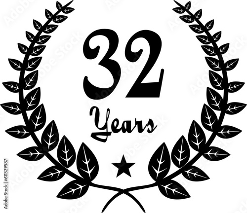 32 Years Anniversary stilyzed Laurel, black and white