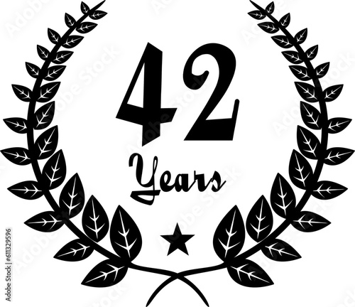 42 Years Anniversary stilyzed Laurel, black and white