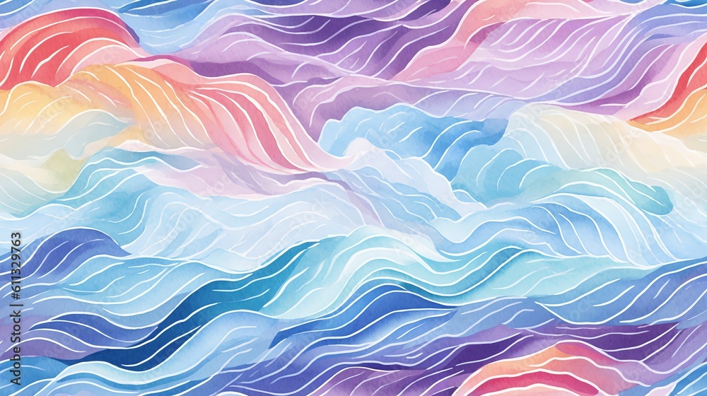 Watercolor Harmonious Waves Pattern