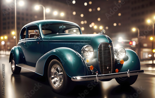 Classic retro car, old style vintage design. Generative Ai.