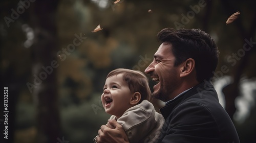 Fictional Persons. A father's love, heartwarming snapshot of a father and child showered in endless love