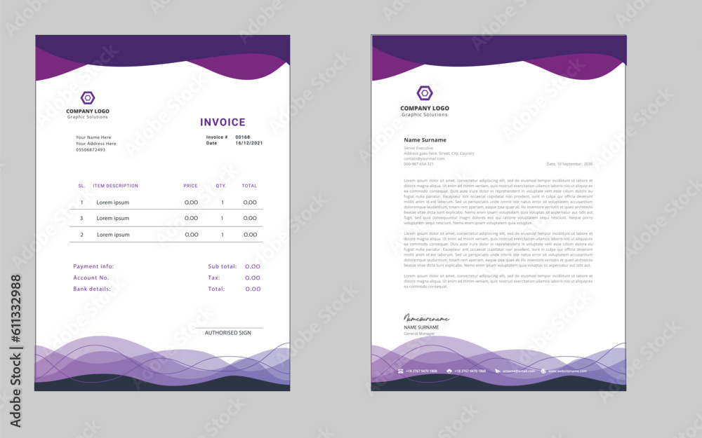 letterhead and invoice design vector