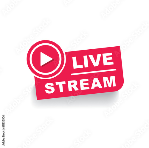 Live streaming icon. Red symbol and button of live streaming.
