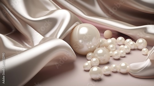 A mesmerizing ımage of a silk and foil luxury pearl background