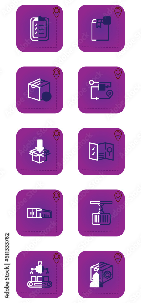 merchandise shipping vector icon set with purple background merchandise shipping vector icon set with purple background