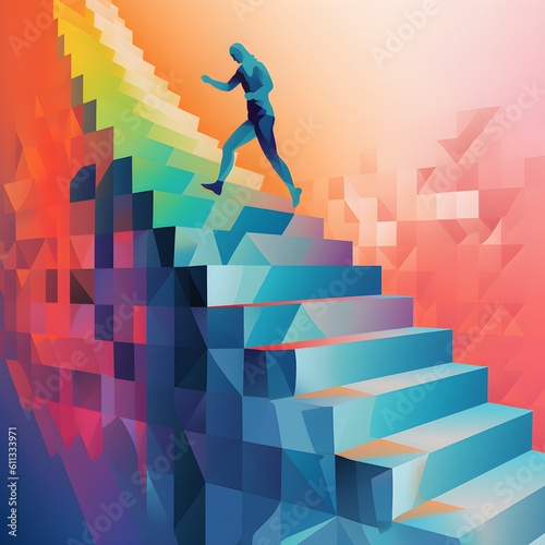 Ascending the steps of success  inspiring illustration of goal attainment