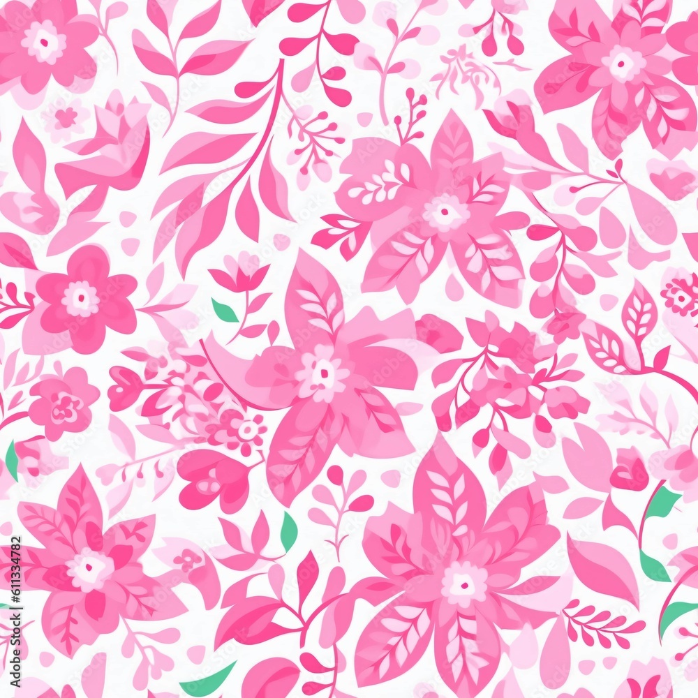 Seamless floral tile pattern background design wallpaper, ecology leaf flowers nature, Generative AI