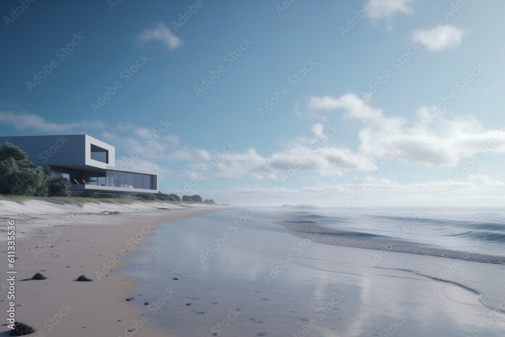 A minimalist landscape with a scenic beach or coastline, Generative AI